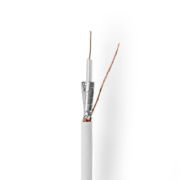 Nedis Koaxialkabel på Bobin | RG59U | 75 Ohm | Dubbelskärmad | ECA | 50.0 m | Koax | PVC | Vit | Presentbox