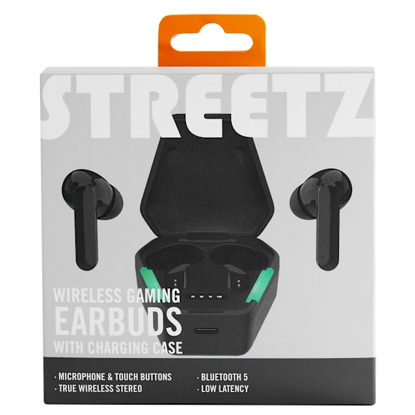 STREETZ pelaajan nappikuulokkeet, täyslangaton stereo, in-ear, musta Svart