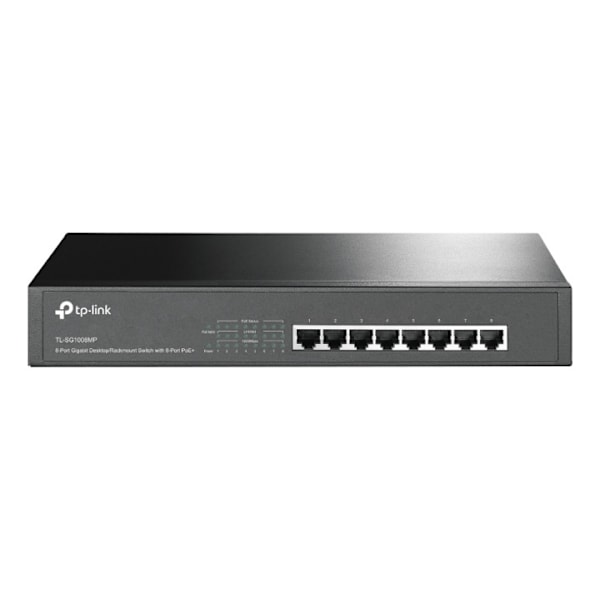 TL-LINK 8-Port Gigabit PoE+ Switch, 8 Gigabit RJ45 Ports, 802.3at/af musta