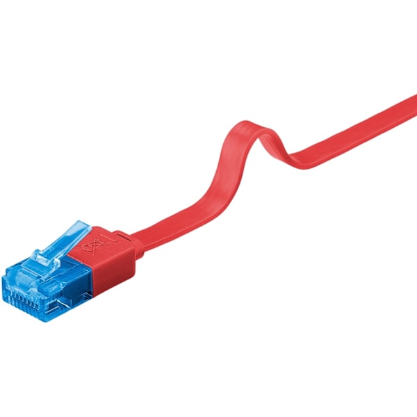 Goobay CAT 6A platt patchkabel, U/UTP, röd kopparledare (CU), 1 m