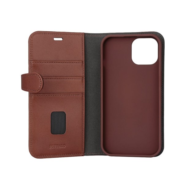 BUFFALO 2in1 Leather 3 card MagSerie iPhone 15 Brown Brun