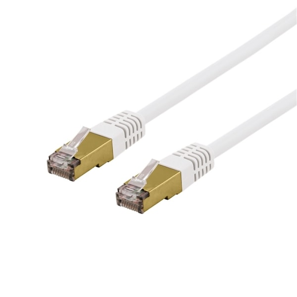 DELTACO S/FTP Cat6a patch cable, 0,3m, 500MHz, Delta-cert, white