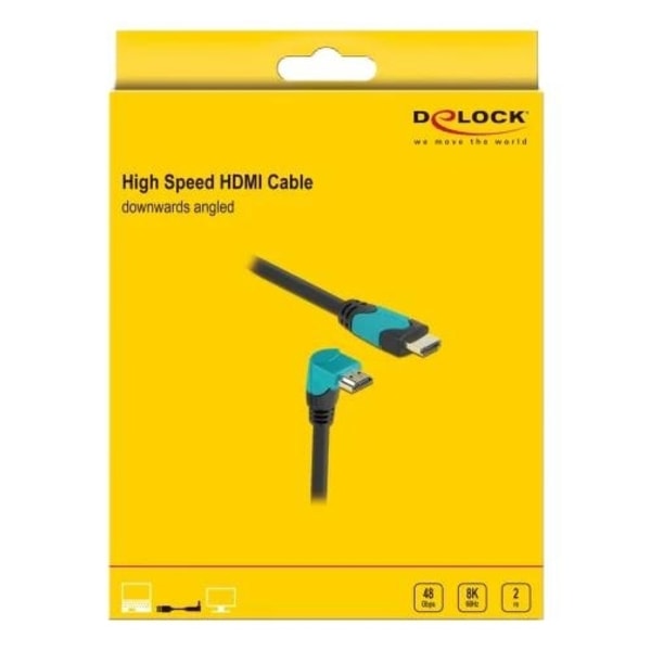 Delock High Speed HDMI cable male straight to male 90° downwards angle