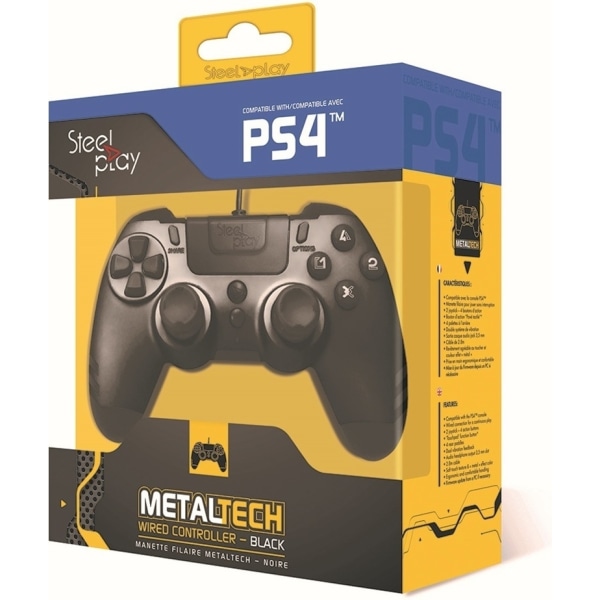 Steelplay MetalTech Wired Game Controller, Sort, PS4 / PS3 /