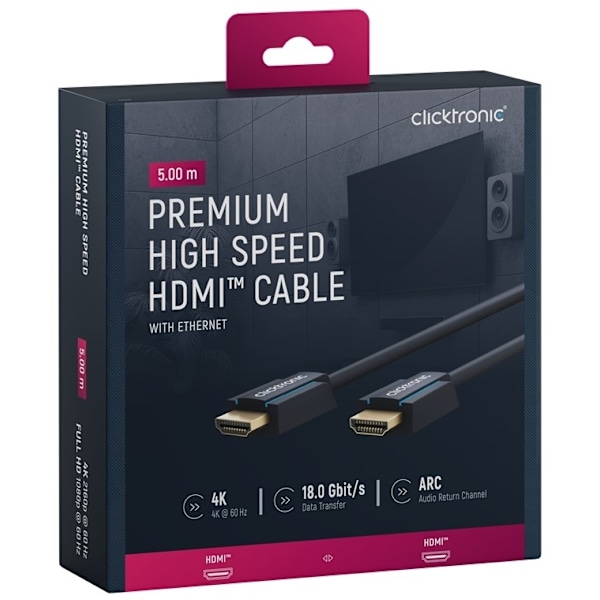 ClickTronic Premium HDMI™-kaapeli Ethernet-liitännällä