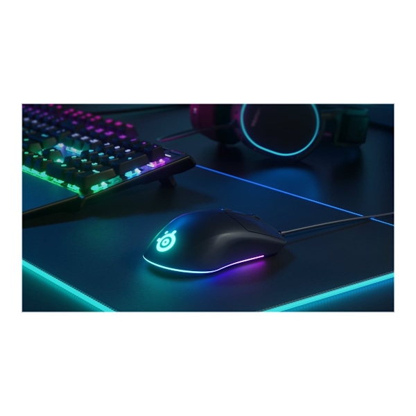 SteelSeries Rival 3 Optisk Kabling Sort