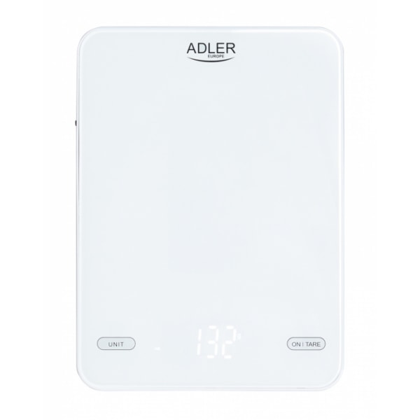 Adler AD 3177w Køkkenvægt 10kg, USB opladning, Hvid