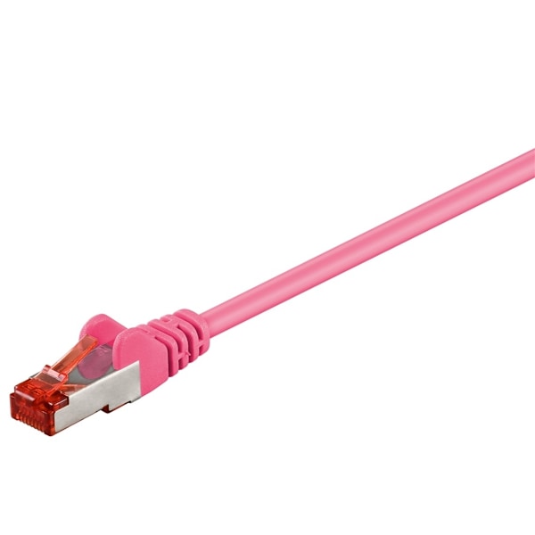 Goobay Netværkskabel CAT 6, S/FTP (PiMF), magenta, 1 m kobberleder (CU), halogenfri kabelkappe (LSZH)