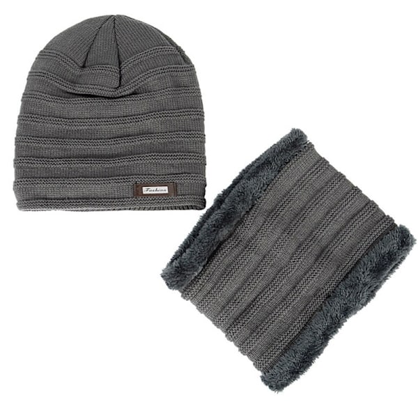 Hat og halstørklæde, grå Grey one size