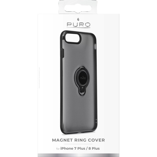 Puro iPhone 8/7 Plus, Magnet Ring Cover, Sort Svart