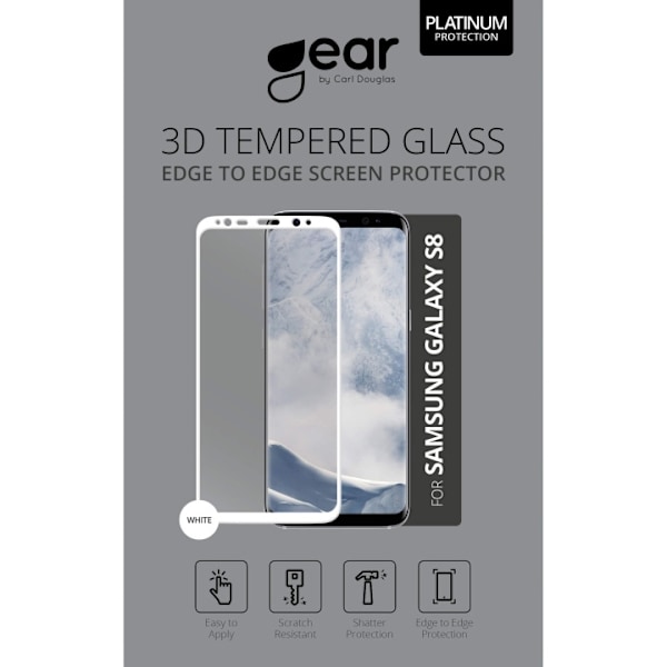 GEAR Härdat Glas 3D Full Cover Vit Samsung S8 Transparent