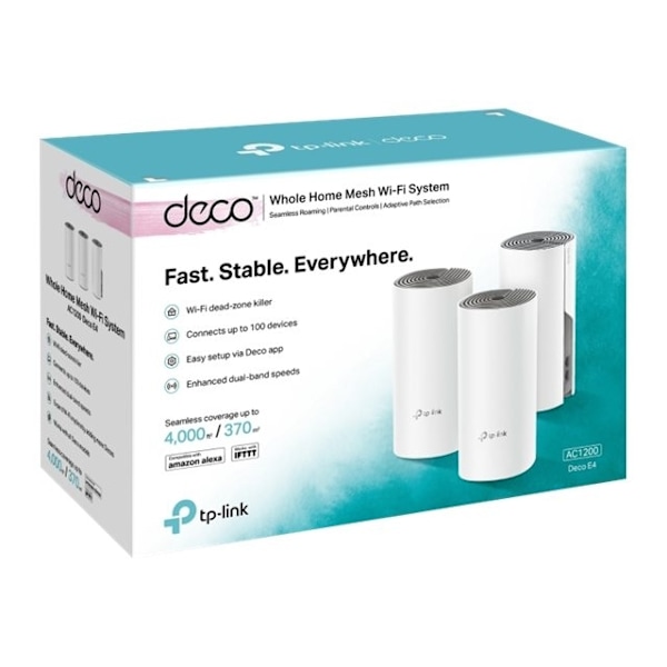 TP-LINK Deco E4 (3-pack) Dual-band (2,4 GHz / 5 GHz) Wi-Fi 5 (802.11ac) Vit, Grå
