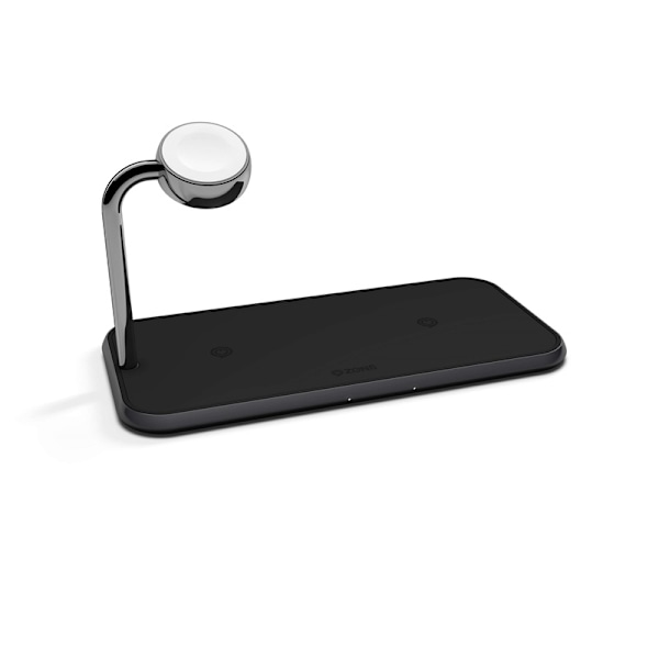 ZENS Triple Alu. Lader Qi Trådløs 220V 2x10W med Apple Watch Lader (Apple QC 7,5W) Sort