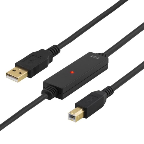 DELTACO PRIME USB 2.0 kabel Typ A hane - Typ B hane, aktiv, 5m, svart