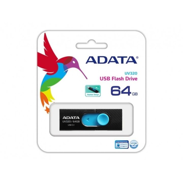 ADATA UV320 USB-muisti, 64GB, USB 3.1, musta/sininen