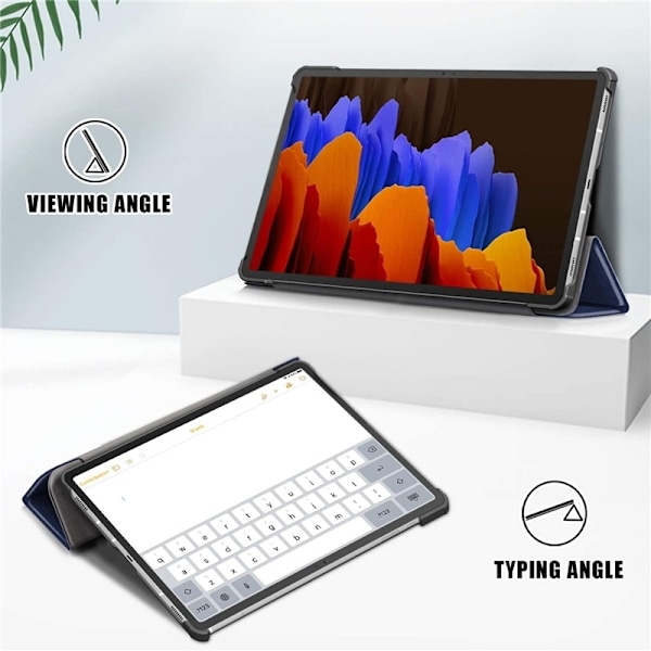 Tri-fold fodral med stativfunktion för Galaxy Tab S7 Plus 12,4", Blå Blå
