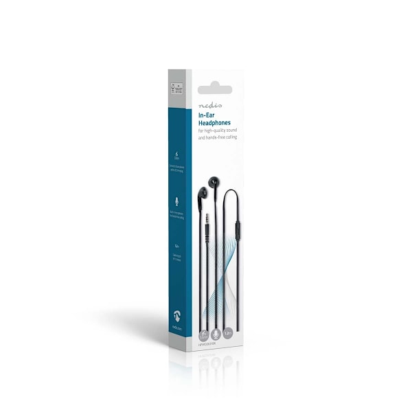 Nedis Trådbundna Hörlurar | 3.5 mm | Kabellängd: 1.20 m | Inbygd mikrofon | Volymkontroll | Svart Svart