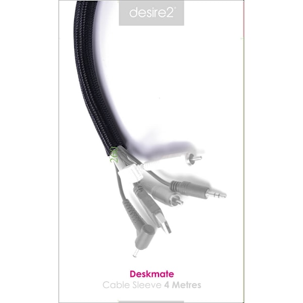 Desire2 Kabelstrømpe 13mm 4m Med Velcrolukning Sort
