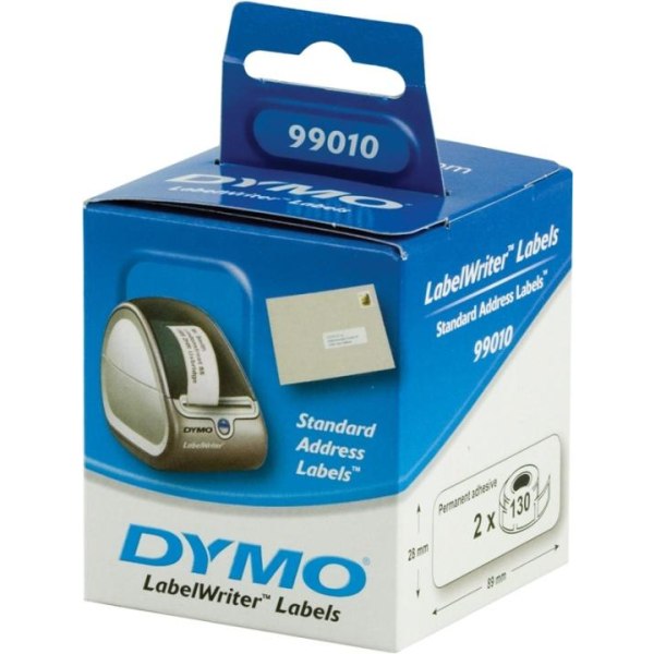 DYMO LabelWriter adressetiketter vita 89x28mm / 2x130st (S072237