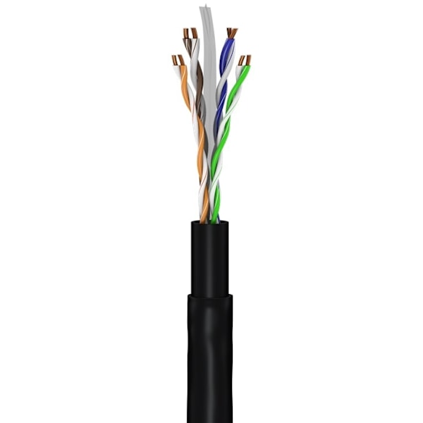 Goobay CAT 6 udendørs netværkskabel, U/UTP, sort kobberbeklædt aluminiumleder (CCA), dobbelt ydre kappe (PE), 40 m