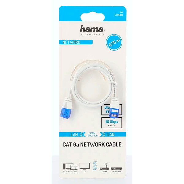 Hama Cable Network CAT6a Slim U/UTP 0.75m White