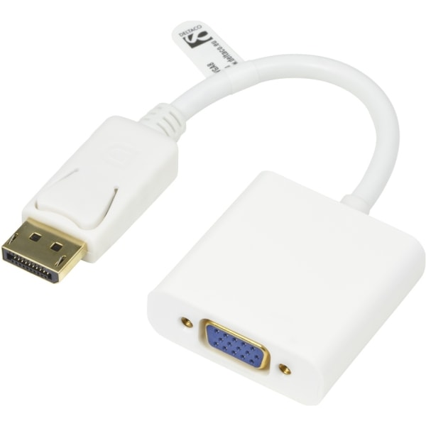 DELTACO DisplayPort - VGA-sovitin, Full HD 60Hz, valkoinen, 0,2m