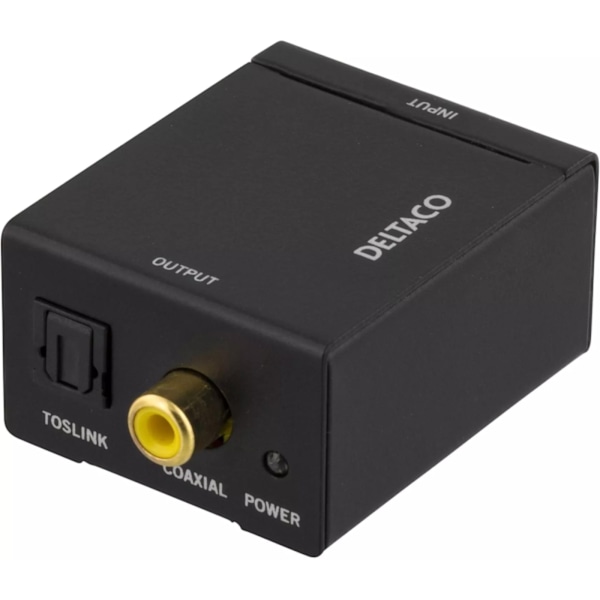 DELTACO ljudomvandlare från analog till digital, 2xRCA, S/PDIF, svart (AN-DG)