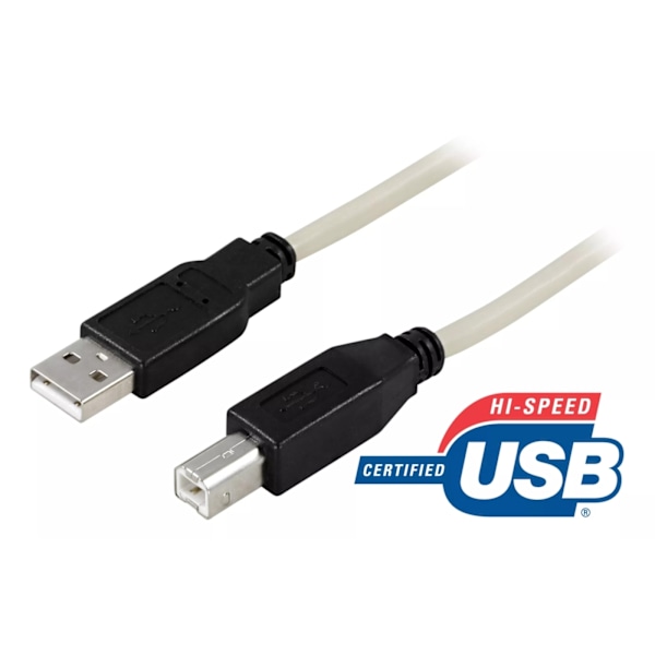 DELTACO USB 2.0 -kaapeli, Type A uros - Type B uros, 3m