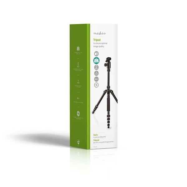 Nedis Stativ | Maximal lastkapacitet: 3.0 kg | Minsta arbetshöjd: 17.5 cm | Maximal arbetshöjd: 145.0 cm | 3 Segment | Bollhuvud | Resväska ingår | Vä