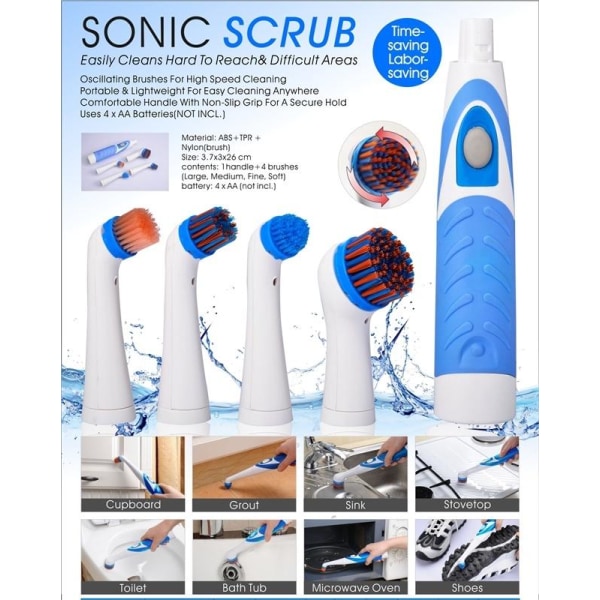 Cenocco Sonic rengøringsbørste med 4 børstehoveder (CC-9060)
