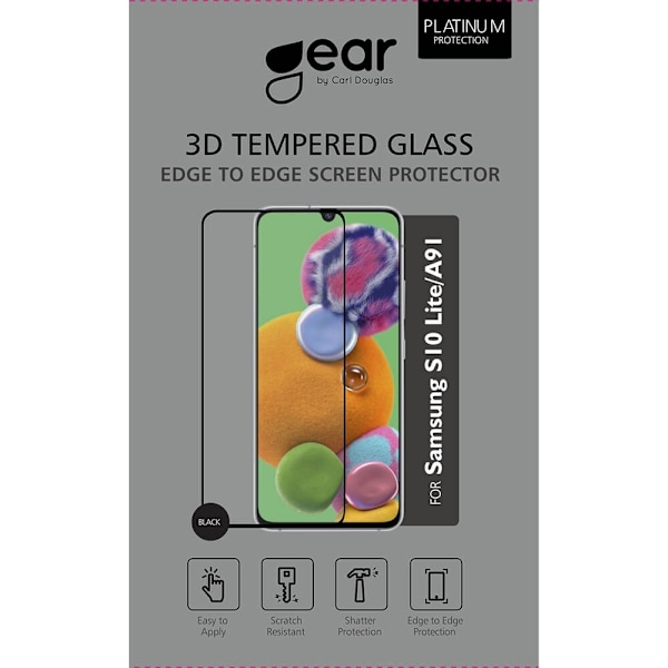 GEAR Hærdet Glas 3D Full Cover Sort Samsung S10 Lite Transparent