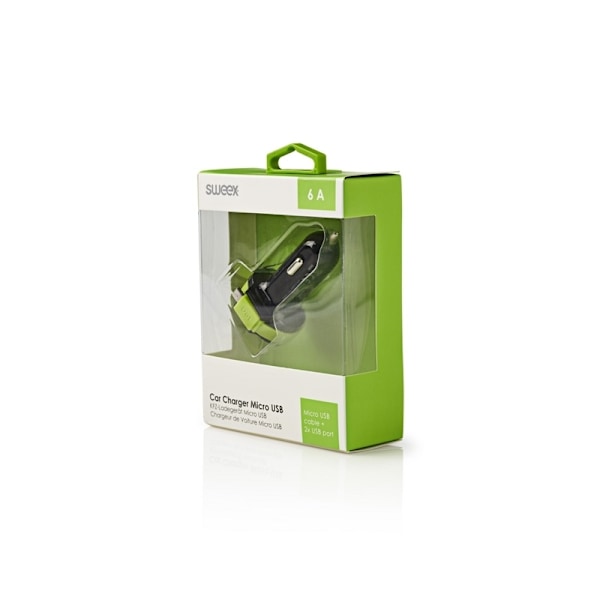 Sweex Billaddare 3-Utgångar 6 A 2 x USB / Micro USB Svart/Grön