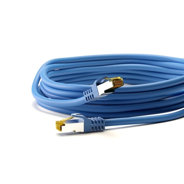 Goobay RJ45 netværkskabel S/FTP (PiMF), 500 MHz, med CAT 7 råkabel, blå, 25 m LSZH halogenfri kabelkappe, kobber, RJ45-hanstik (CAT 6A)