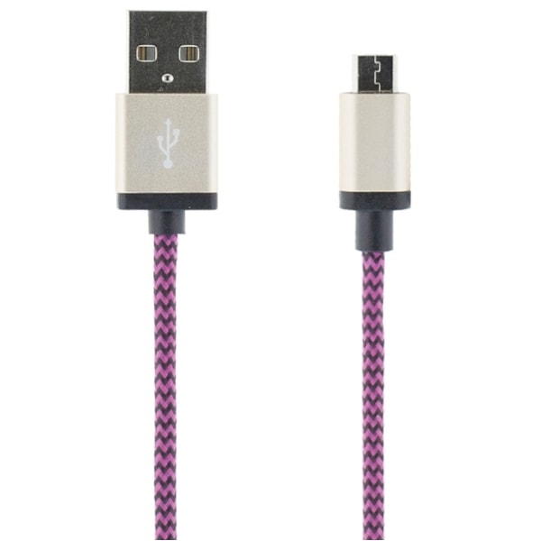 Streetz USB-kabel, Tygklädd, Typ A ha - Typ Micro B, 1m, lila (MICRO-118)