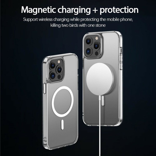 Transparent etui med magnetisk opladningsstøtte, iPhone 13 Mini Transparent