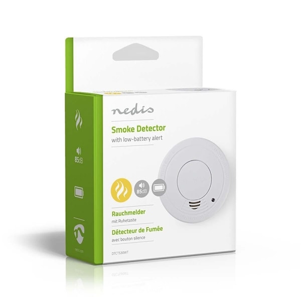 Nedis Röklarm | Batteridriven | Batterilängd upp till: 1 år | EN 14604 | Med paus knapp | Med testknapp | 85 dB | ABS | Vit