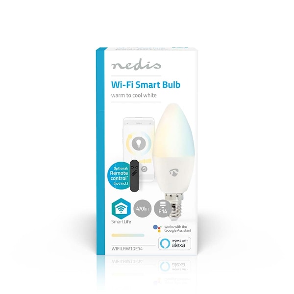 Nedis SmartLife LED-Lampor | Wi-Fi | E14 | 470 lm | 4.9 W | Varm till cool vit | 2700 - 6500 K | Android™ / IOS | Ljus | 1 st