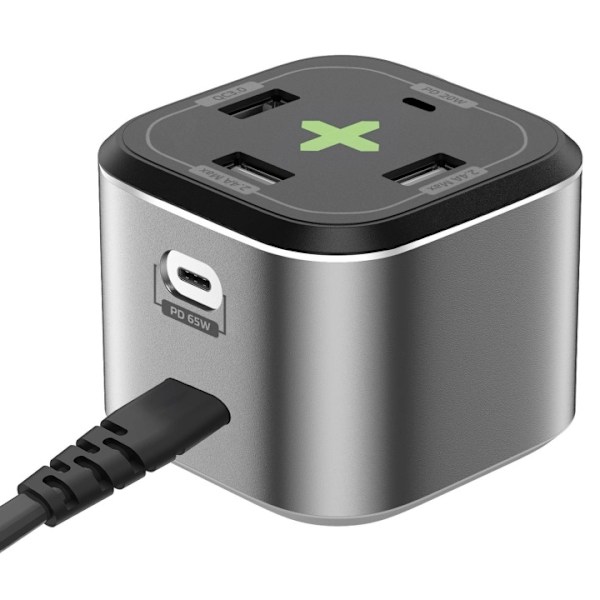 Celly Power Station 65W 3xUSB-A 2xUS Grå