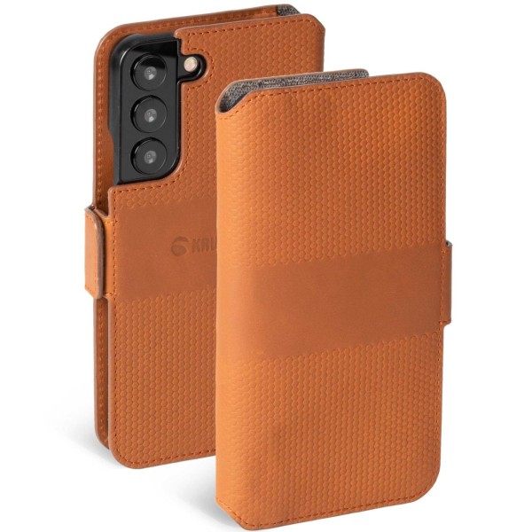 Krusell Leather Phone Wallet Galaxy S22 Cognac Orange
