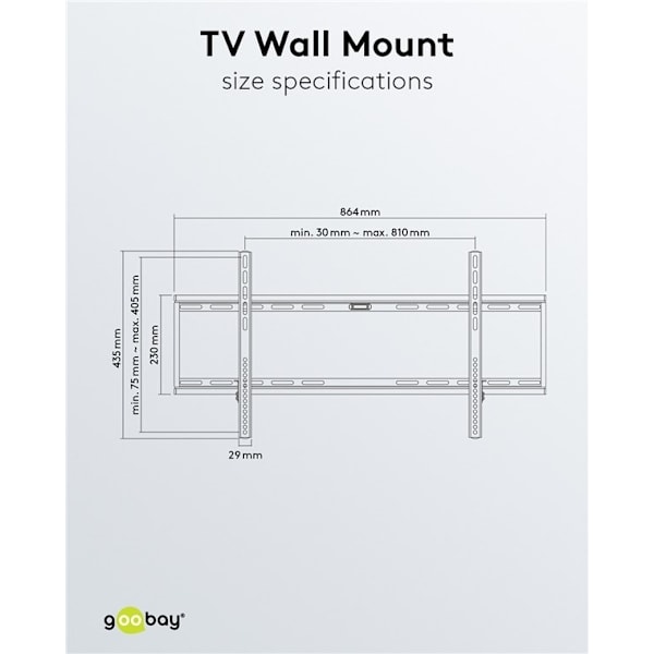 Goobay TV-väggfäste Basic FIXED (XL) för TV-apparater från 43 till 100 tum (109-254 cm) upp till 75 kg