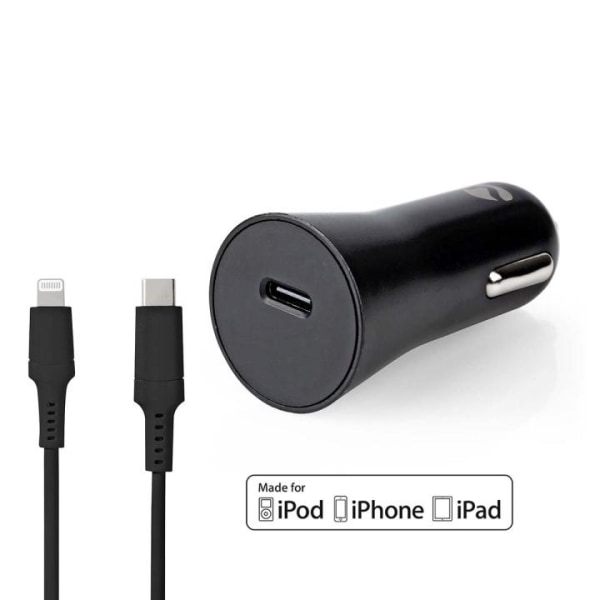 Nedis Autolaturi | 20 W | 1.67 / 2.22 / 3.0 A | Lähtöliitäntöjen määrä: 1 | Portin tyyppi: USB-C™ | Lightning 8-Pin (irrallinen) Kaapeli | 1.00 m | Au