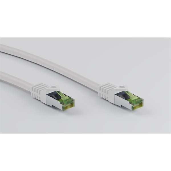 Goobay RJ45 patchkabel med CAT 8.1 S/FTP råkabel, AWG 26, vit kopparledare, LSZH halogenfri kabelhölje, RJ45-kontakt (CAT 6A)