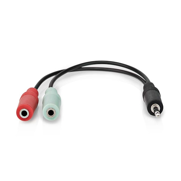 Nedis Stereoäänikaapeli | 3.5 mm uros | 2x 3.5 mm naaras | Niklattu | 0.20 m | Pyöreä | Antrasiitti | Laatikko