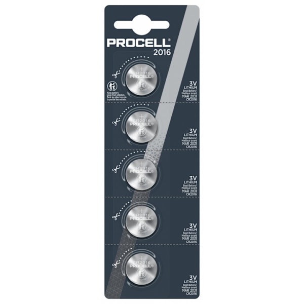 Procell Lithium CR2016, 3v 5ct Retail