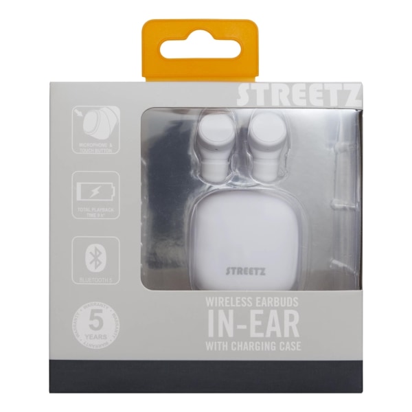 Streetz T200 True Wireless in-ear, dual earbuds, charge case, wh Vit