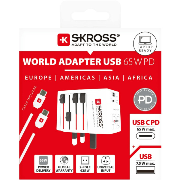SKROSS World Adapter MUV USB AC65PD 1xUSB-C PD + 1xUSB-A 65W