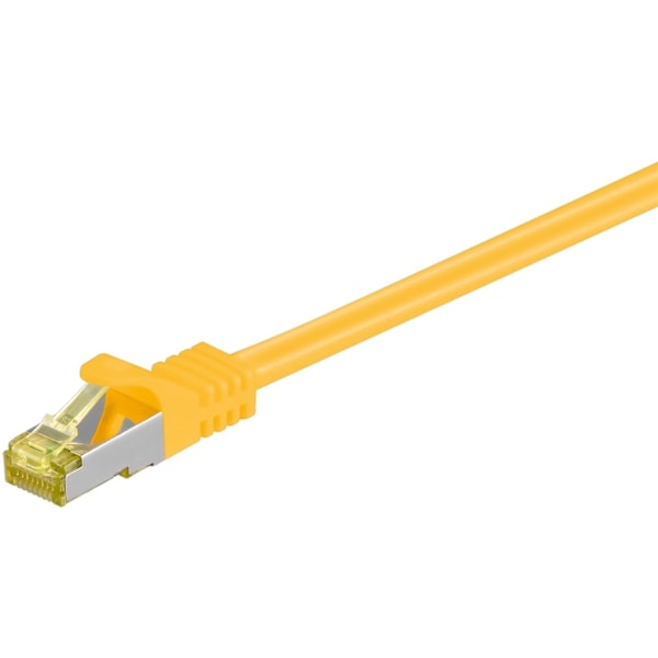 Goobay RJ45 netværkskabel S/FTP (PiMF), 500 MHz, med CAT 7 råkabel, gul, 5 m LSZH halogenfri kabelkappe, kobber, RJ45-hanstik (CAT 6A)