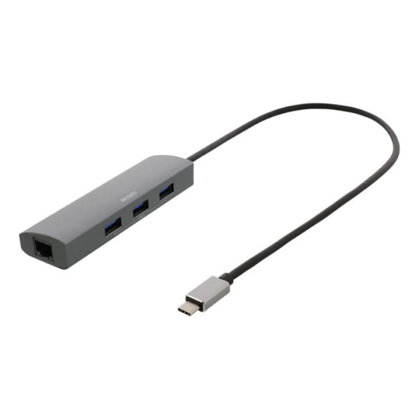 DELTACO USB-C hub and network adapter, USB-C, RJ45, 3x USB-A 3.0