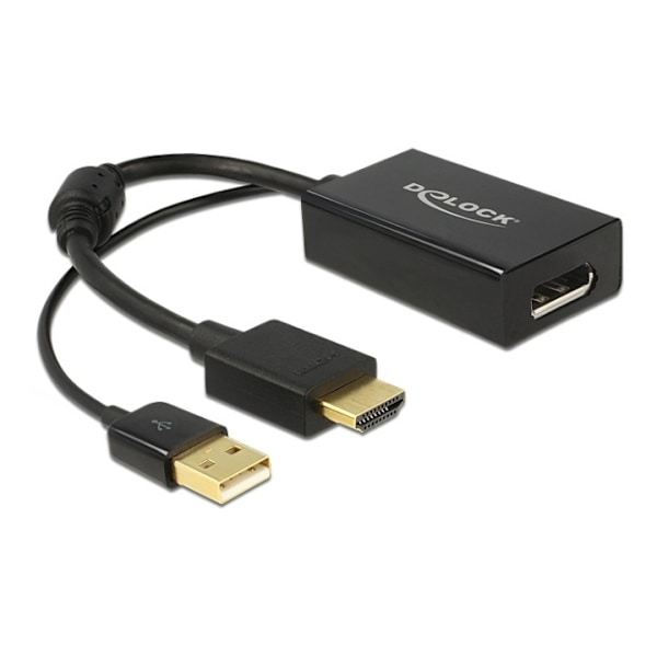 DeLOCK HDMI - DisplayPort-sovitin, 4K, HDMI uros, DP naaras, musta