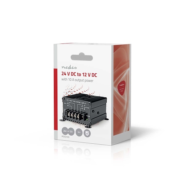 Nedis Power Converter | Bil Drevet | 24 V DC | 12 V DC | 120 W | Screw Terminal | Udstyret med en sikring | Sort